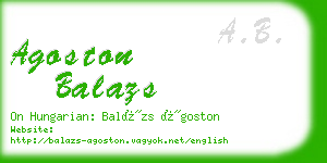 agoston balazs business card